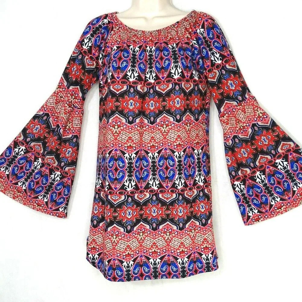 Win Win Knit Tunic Top Shirt Women Size S M Red